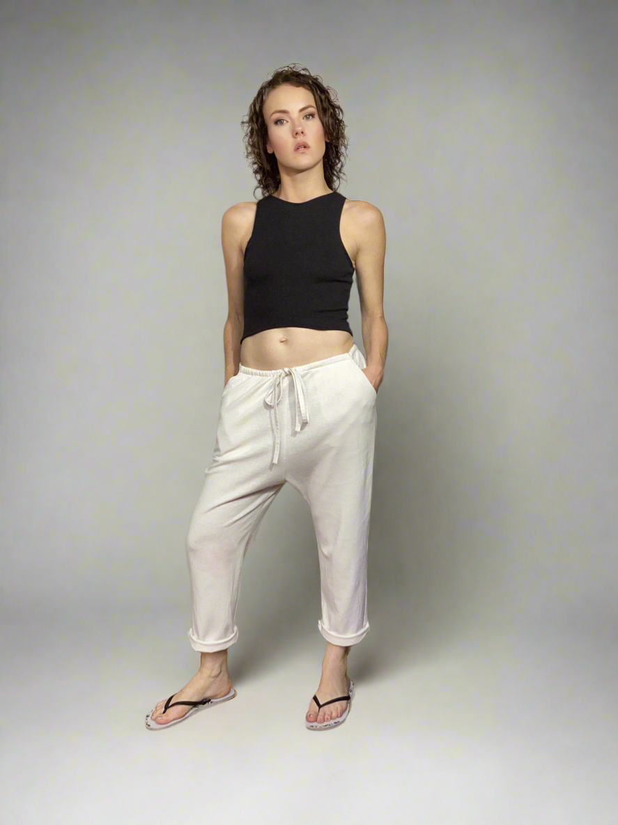 Effortless Hemp-Cotton Drawstring Pants
