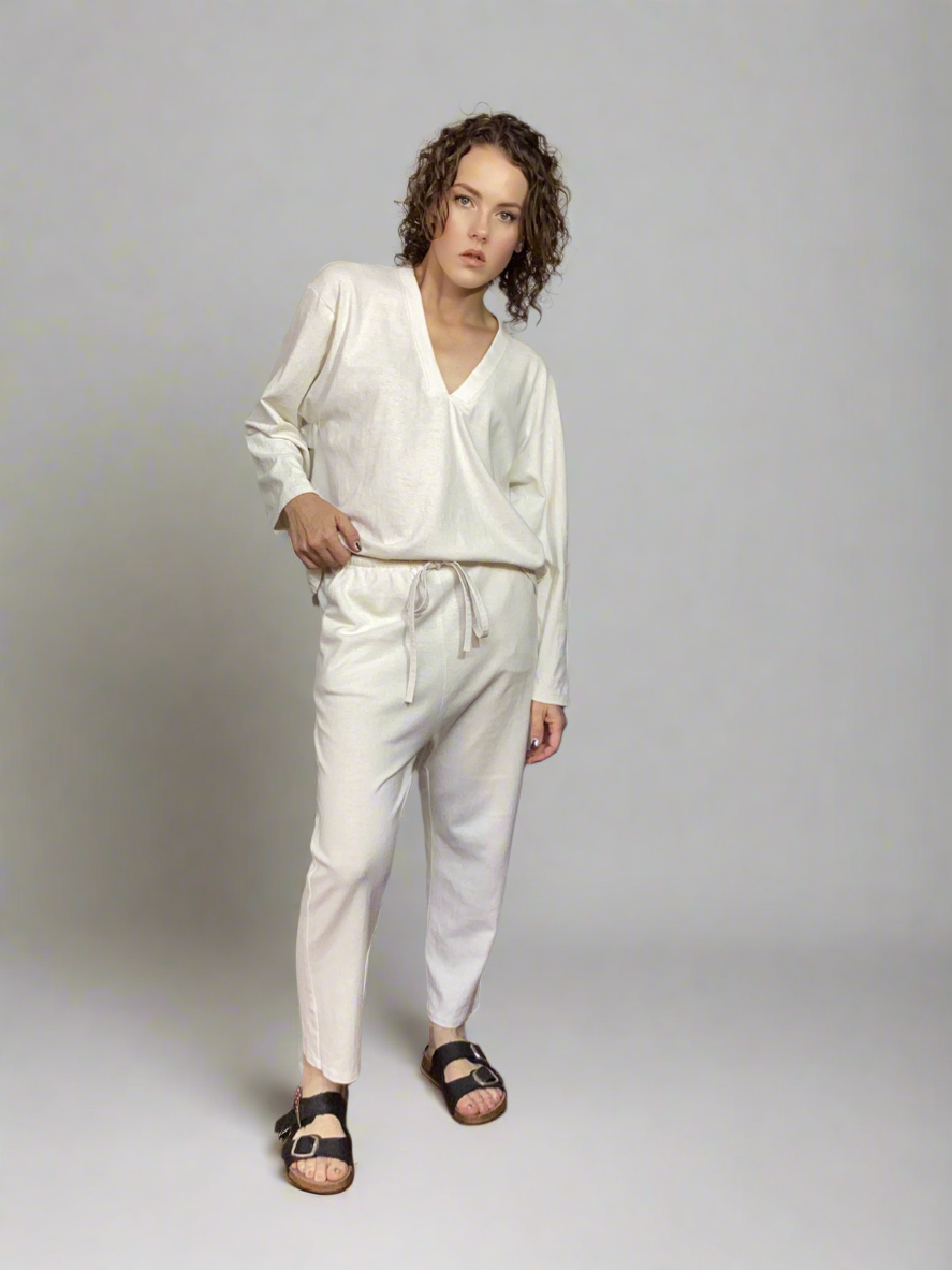 Effortless Hemp-Cotton Drawstring Pants