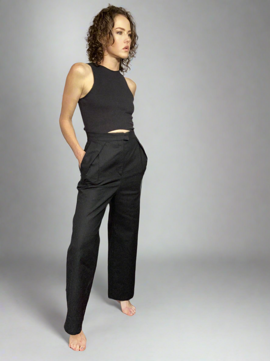 Tailored Wide-Leg High-Waisted Trousers