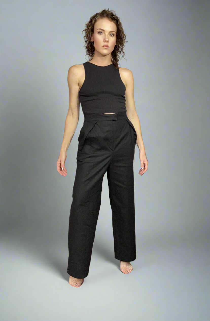 Tailored Wide-Leg High-Waisted Trousers