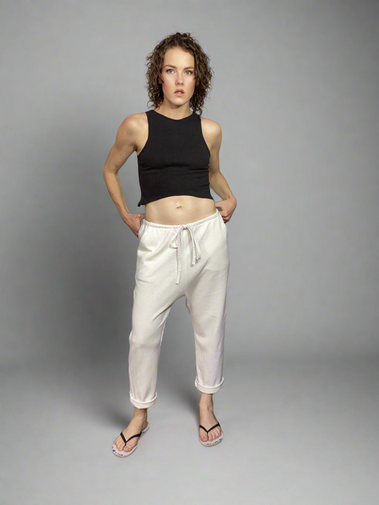Effortless Hemp-Cotton Drawstring Pants
