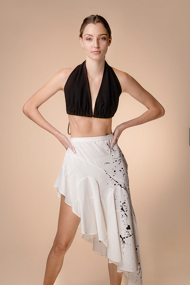Asymmetrical Linen Tier Skirt