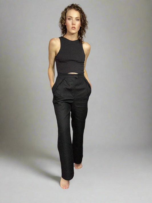 Tailored Wide-Leg High-Waisted Trousers