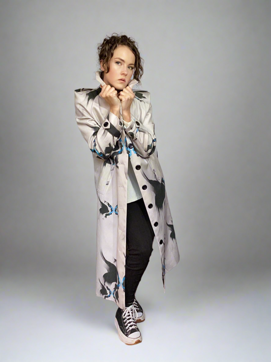 Artisan Oversized Printed Hemp Canvas Coat